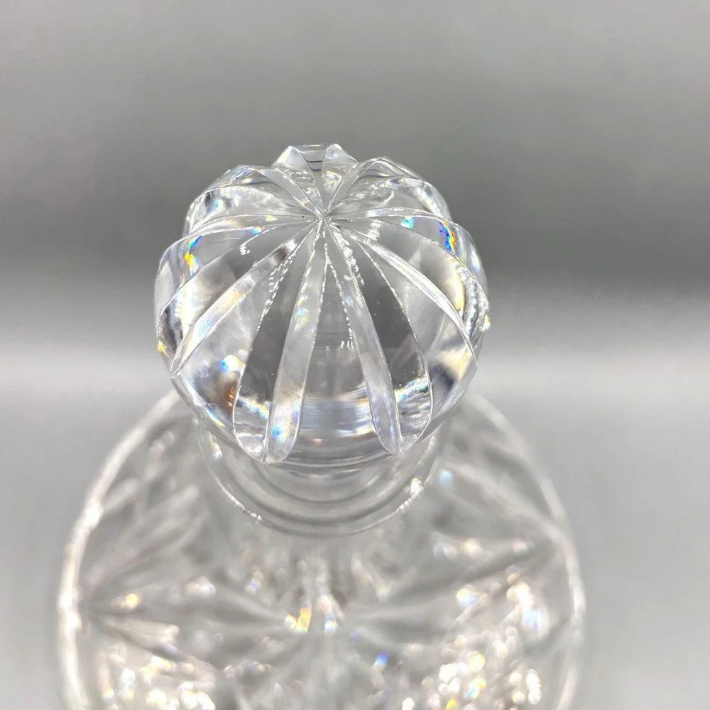 Vintage Lead Crystal Ships Decanter‎ with Faceted Ball Stopper Starburst Barware